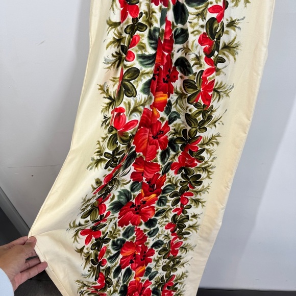 HawaiianTogs Vintage Cream Floral Maxi Dress Cotton Hibiscus Print Size 14 - Picture 7 of 15